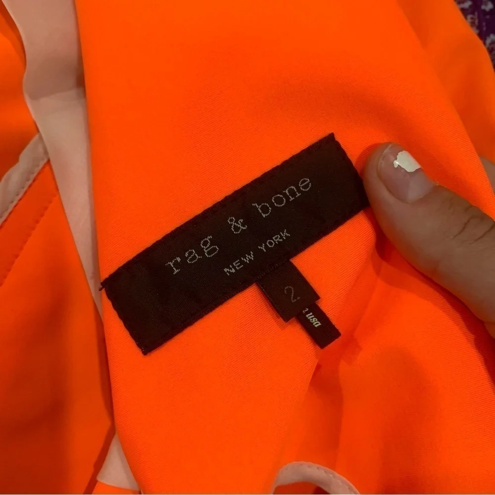 ✅ Rag & Bone Blazer Softly Structured Clip Closure in Neon Orange